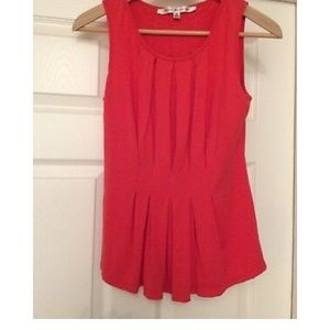 Orange Peplum Sleeveless Blouse